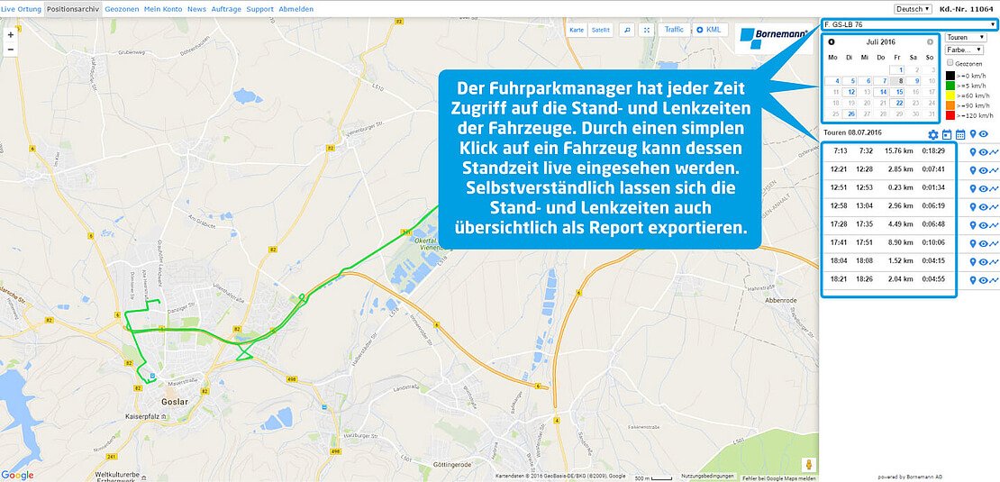 gps fahrzeugortung des fuhrparks