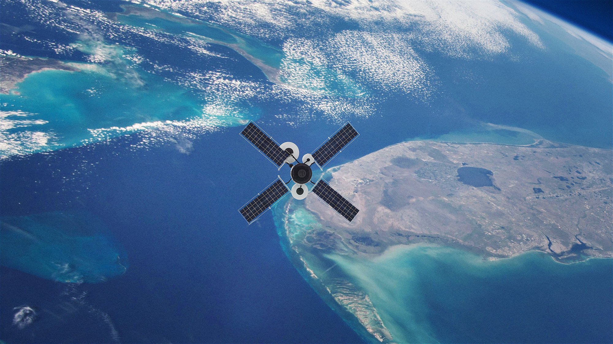 GPS - Ansicht auf einen Satelliten, der die Erde umkreist