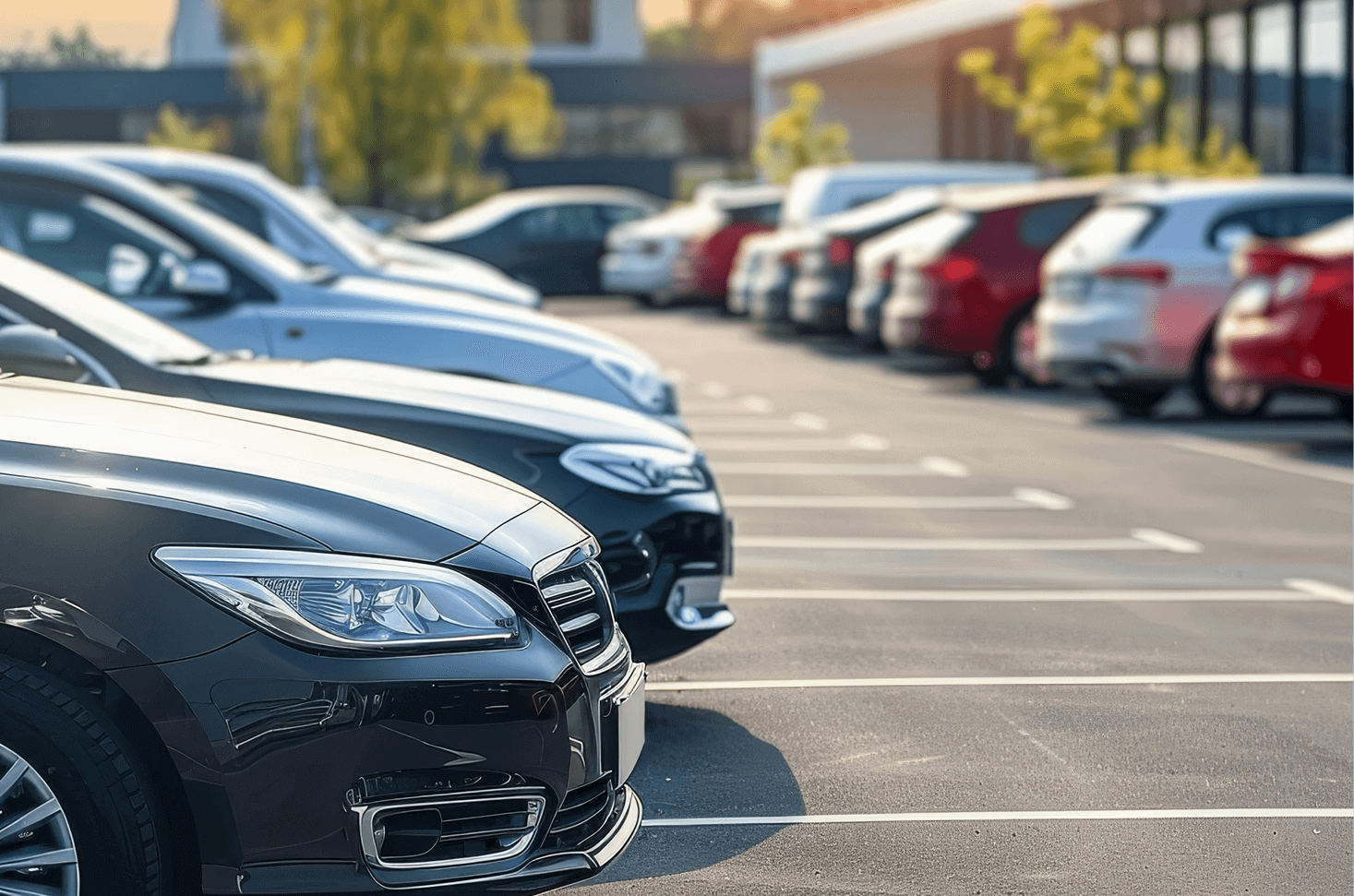 Mehrere Fahrzeugtypen auf einem Parkplatz – individuelle Beratung für Fuhrparks mit über 30 Fahrzeugen