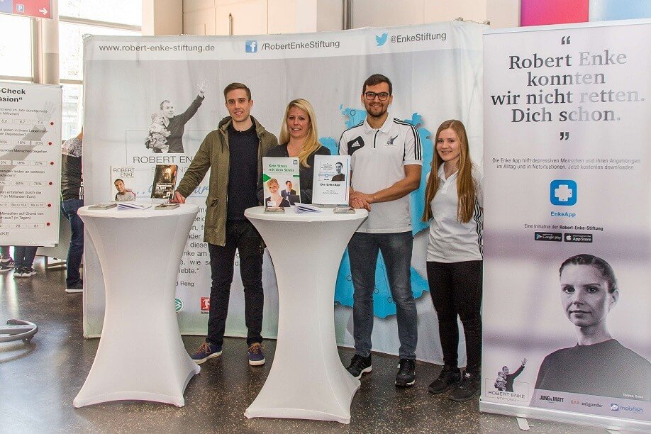 Informationsstand der Bornemann migardo GmbH beim Bundesliga-Spiel auf der Expo Plaza